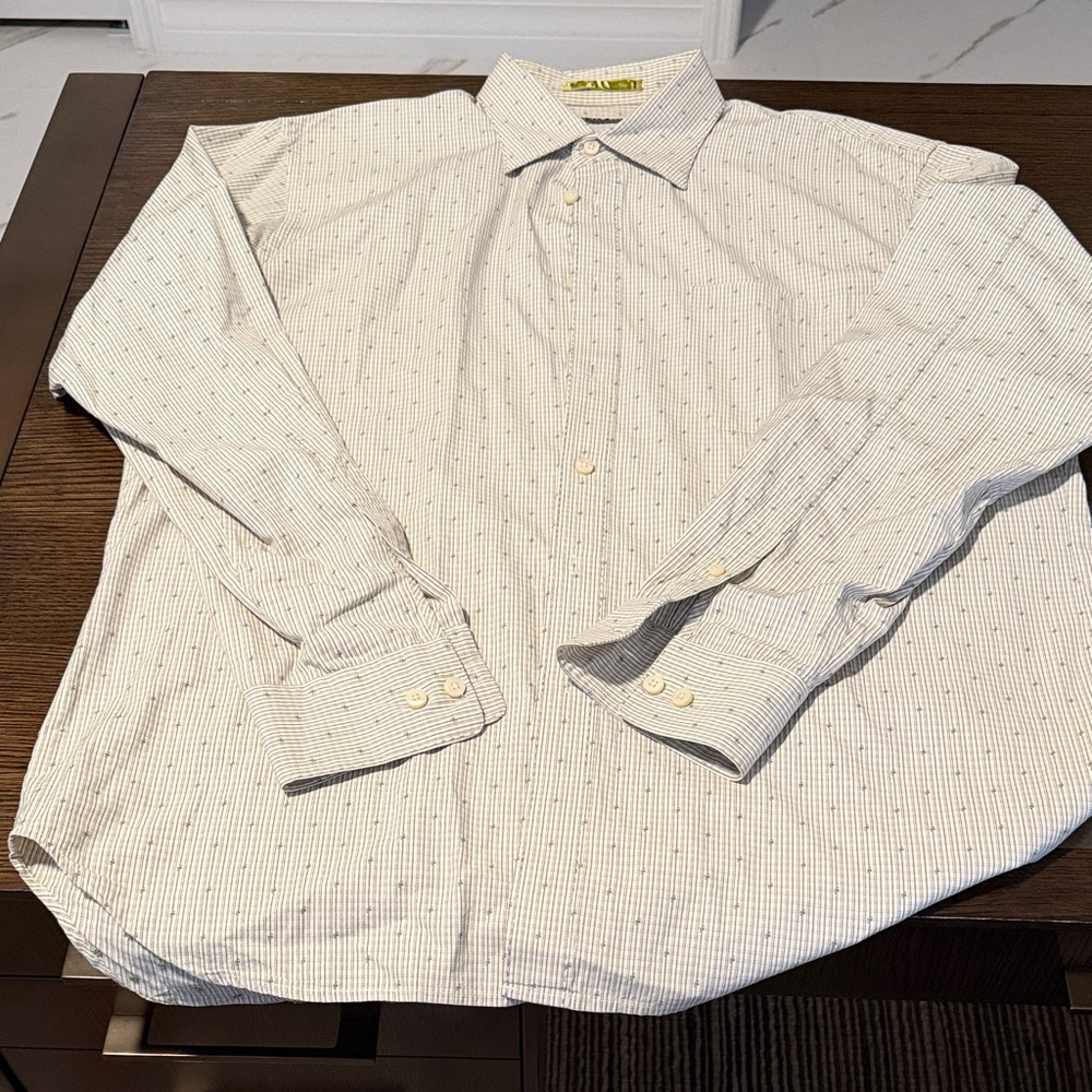 Tommy Bahama Cream and Black Striped Shirt